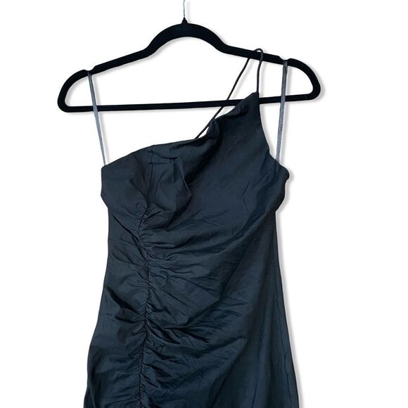 NWT Superdown Brynn ruched midi dress black stretch knit Revolve M - Picture 5 of 9